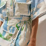 Santorini Tile Printed Two-Piece Skirt Set