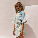 Santorini Tile Printed Two-Piece Skirt Set