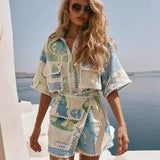 Santorini Tile Printed Two-Piece Skirt Set