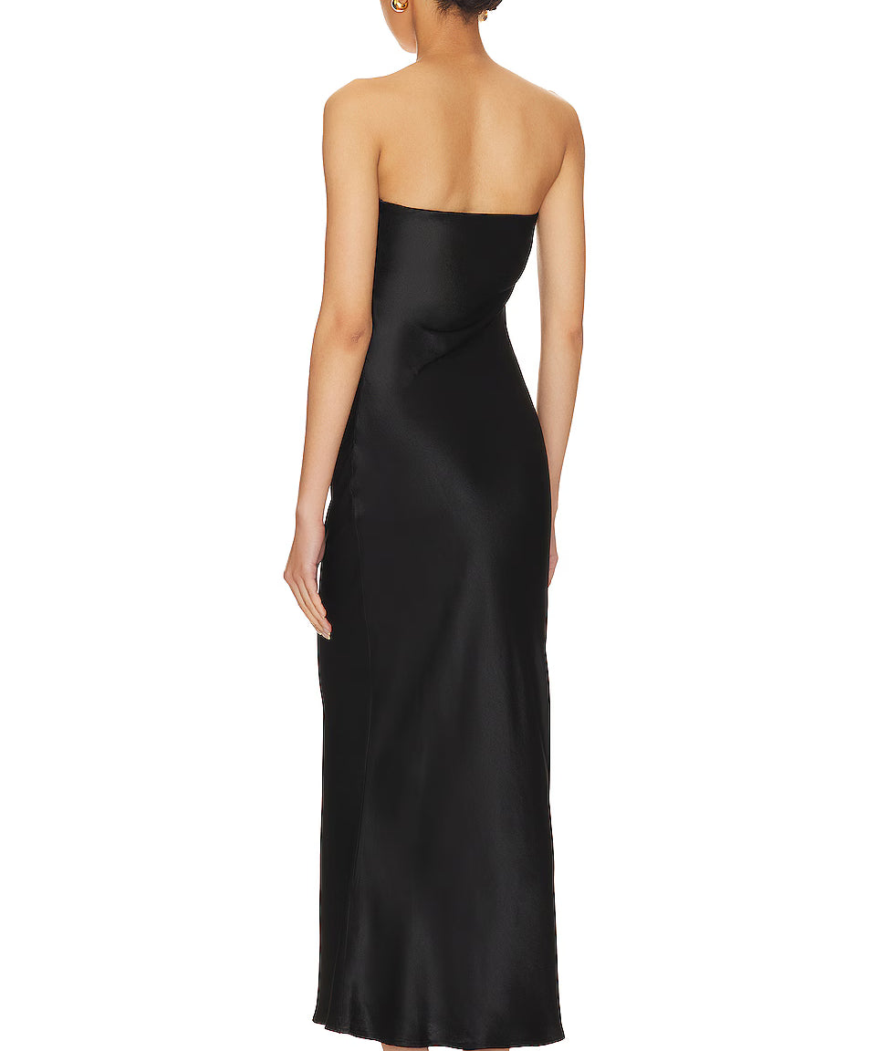 SILK SATIN SLIP STRAPLESS DRESS