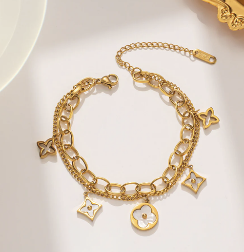 DOUBLE LAYERED CLOVER BRACELET