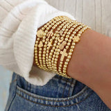 GOLD CHARM BEADED STACKER