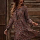 Boho Floral Long Sleeve Swing Dress