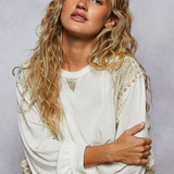 Boho Contrast Sleeve Thermal Top