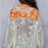 Autumn Patchwork Shacket – Orange & Cream Mix