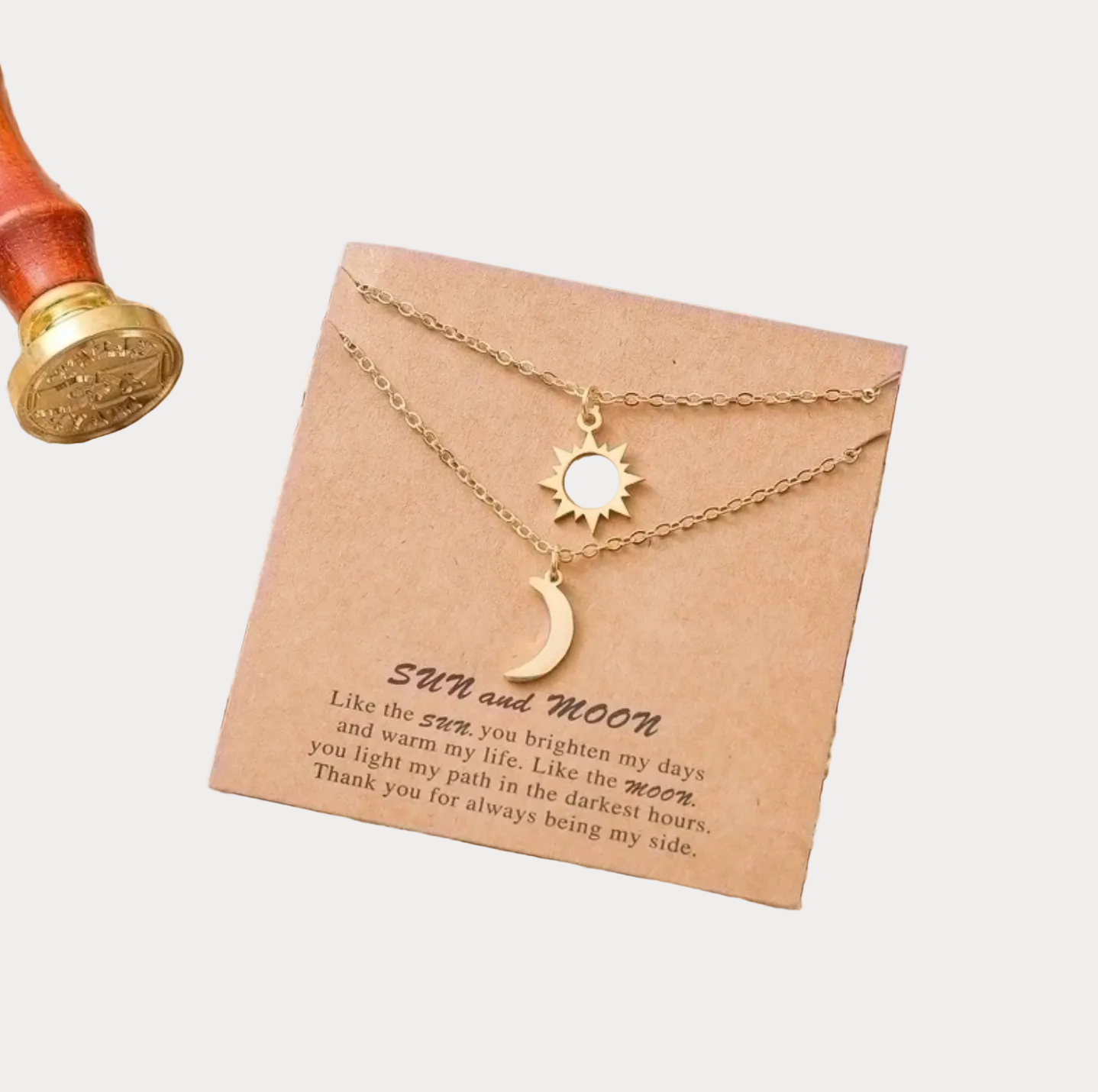 Sun and Moon Layered Necklace Set - Gold