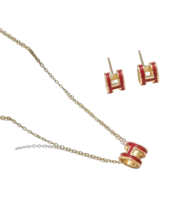 H Inspired 2 Piece Jewelry Set - Necklace and Earring