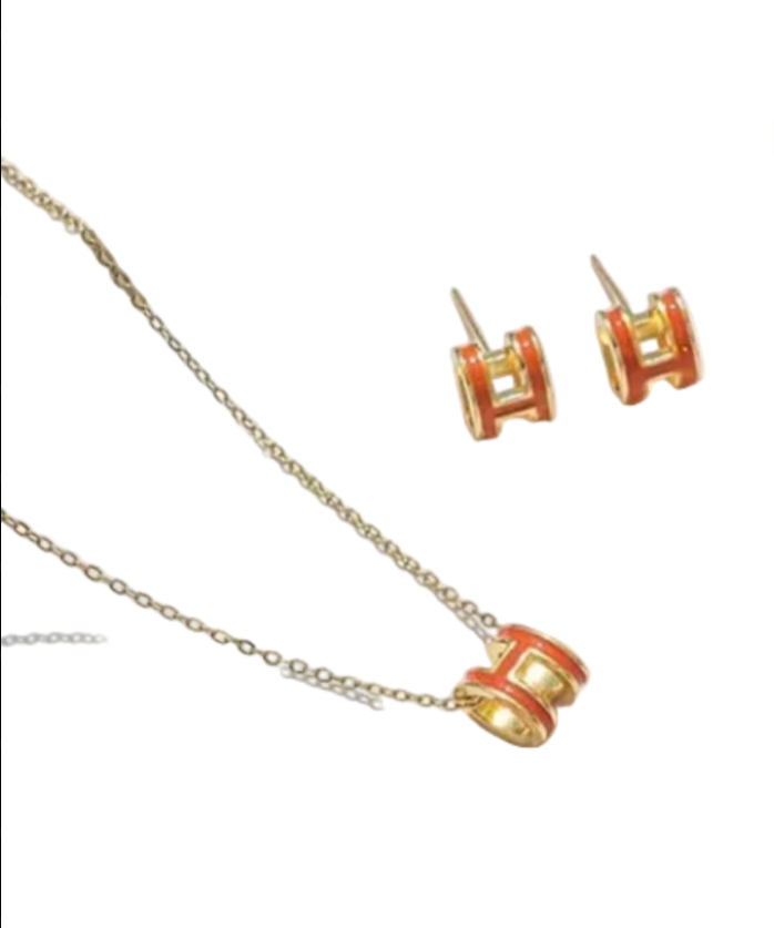 H Inspired 2 Piece Jewelry Set - Necklace and Earring