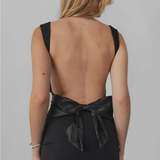 Satin Bow Scoop Back Dress