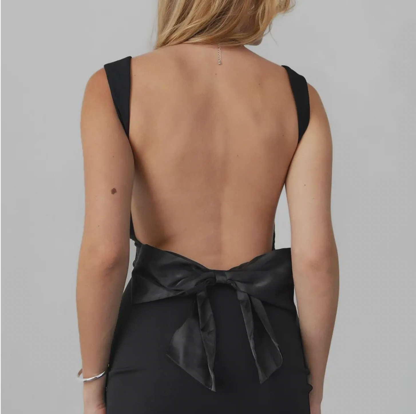 Satin Bow Scoop Back Dress