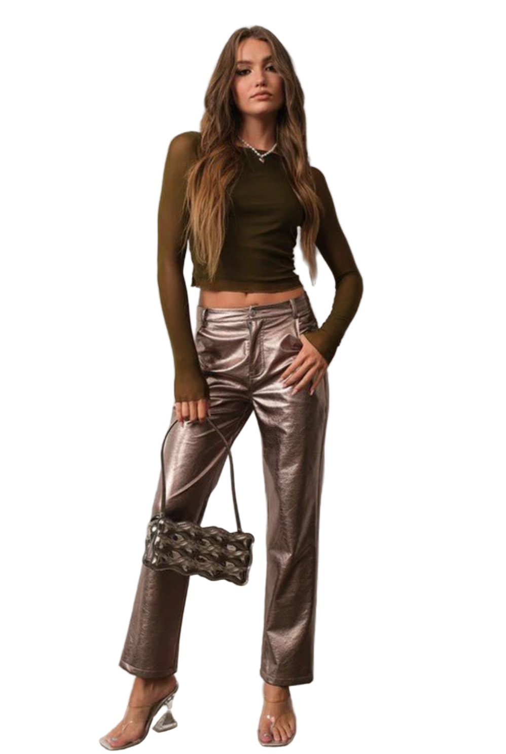 Foiled Silver Fall Wide Leg Pant