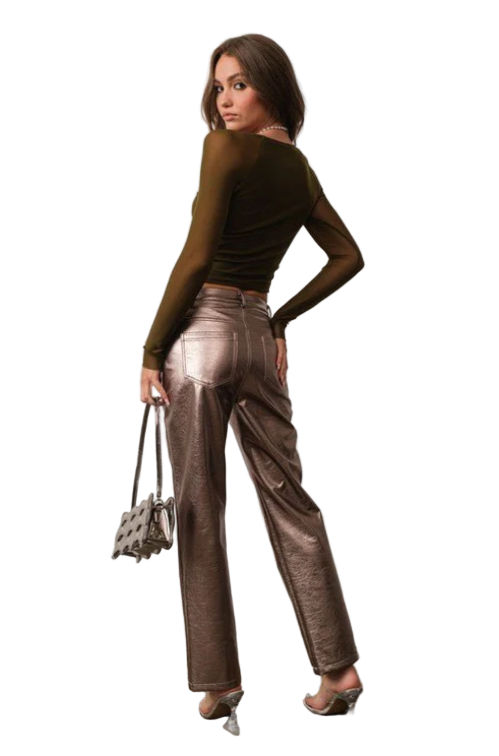 Foiled Silver Fall Wide Leg Pant