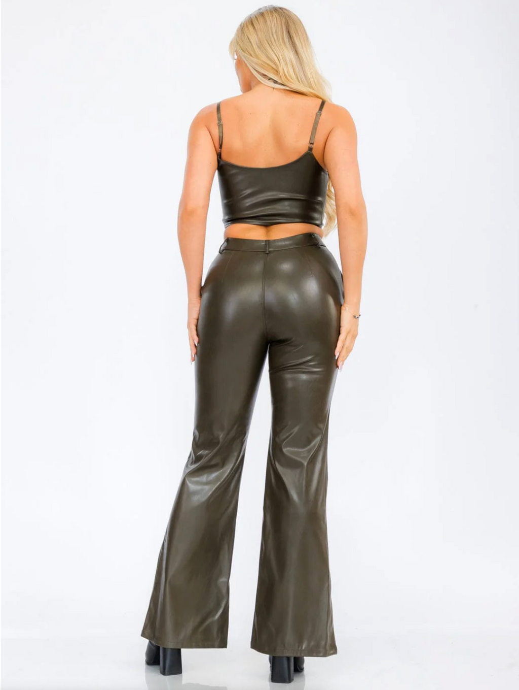 Olive Muse Set - Two Piece Faux Leather