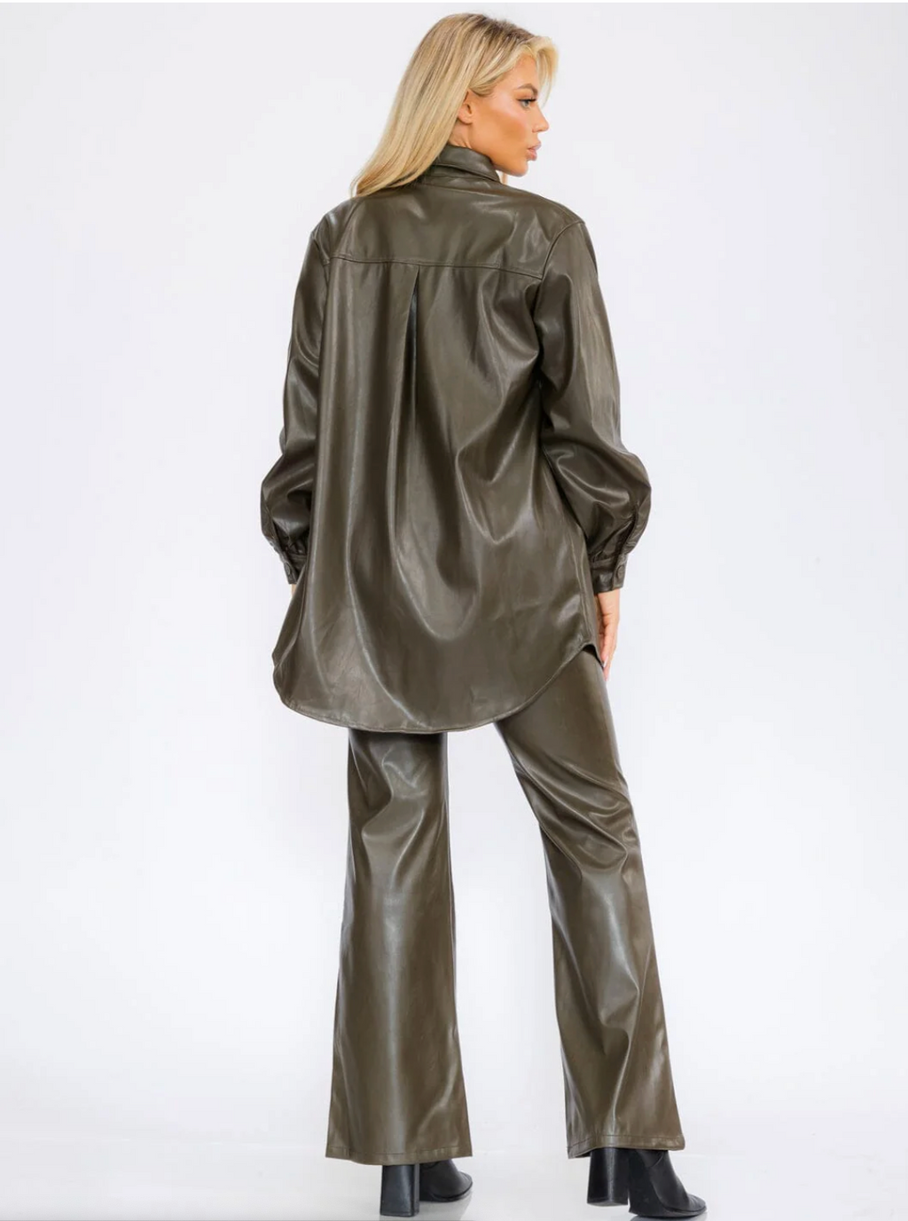 Olive Muse Jacket - Oversized Faux Leather