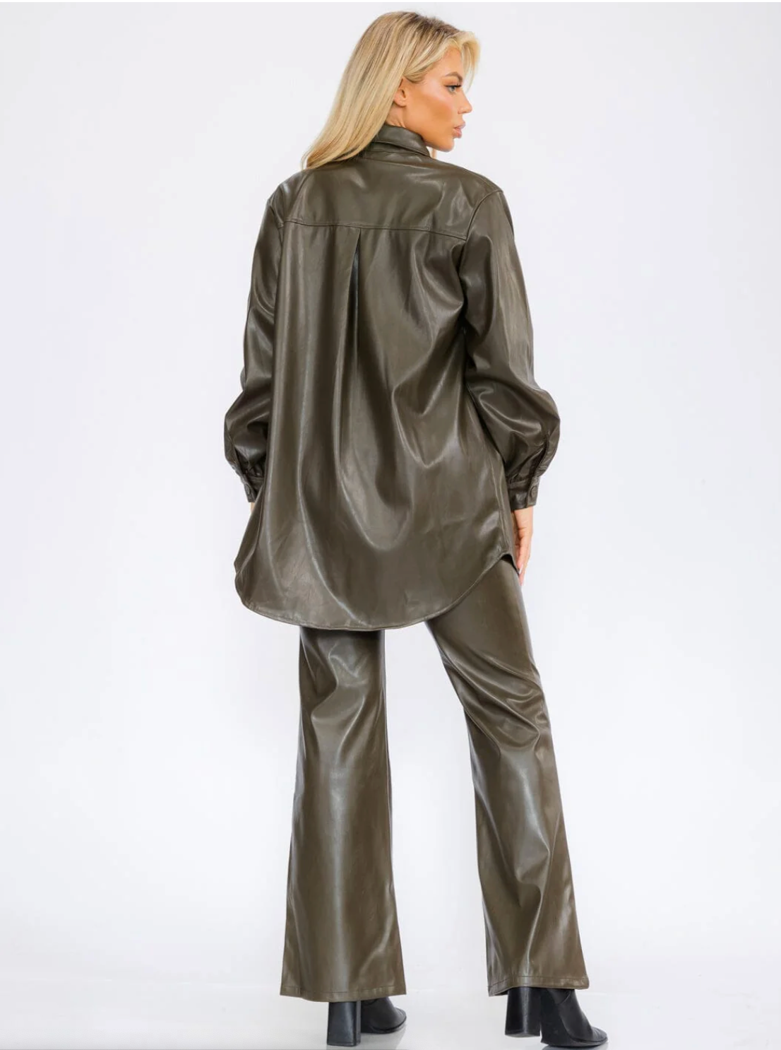 Olive Muse Jacket - Oversized Faux Leather