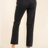 Studded Wide Leg Denim Pants - Black