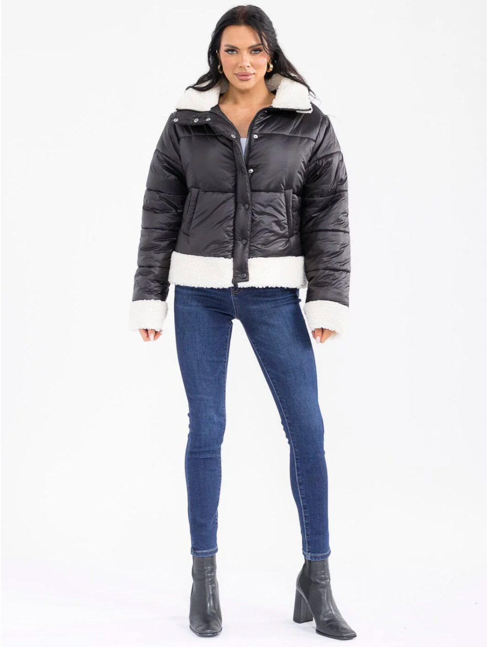 Sherpa Trim Puffer Jacket