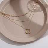 Layered Chain Necklace Set - Gold