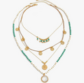 Multi-Layered Boho Necklace Set - Turquoise & Gold