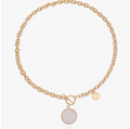 Toggle Chain Necklace with Stone Pendant - Gold