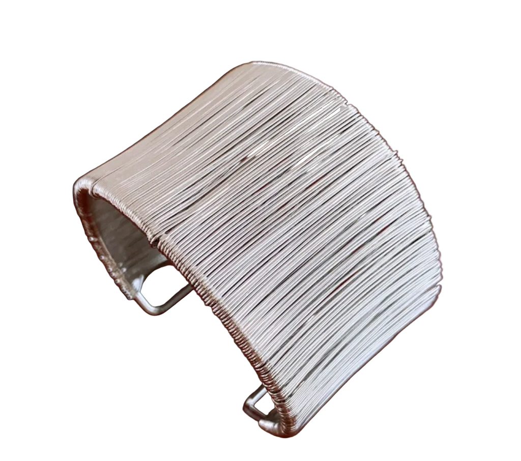 Metal Wrapped Strip Silk Open Bracelet