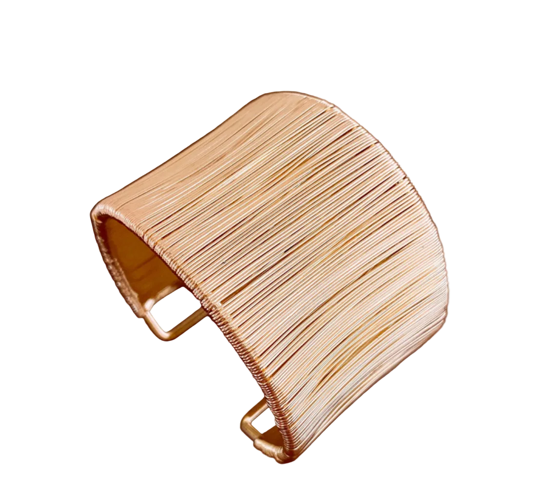 Metal Wrapped Strip Silk Open Bracelet
