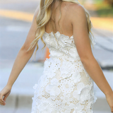 Lace 3-D Floral Strapless Dress