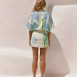 Santorini Tile Printed Two-Piece Skirt Set