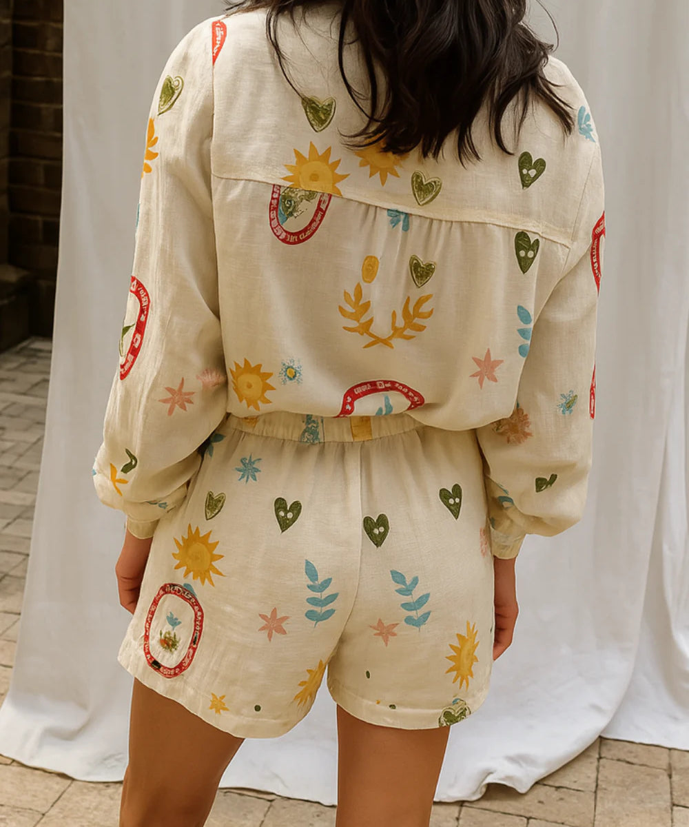 Solstice Postcard Printed Two-Piece Short Set