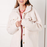 Shrouded in Sherpa Coat in White