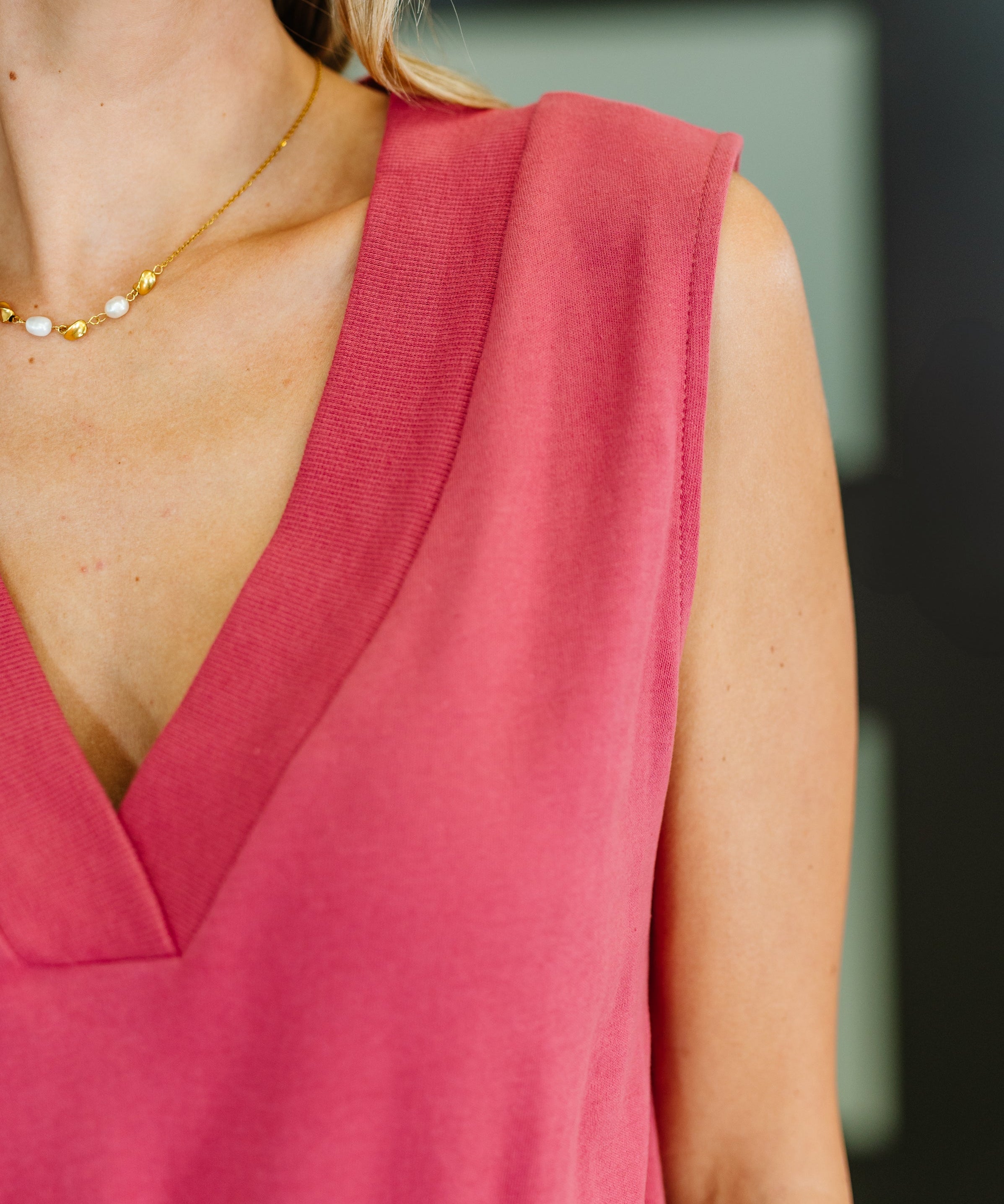 Sleeveless V-Neck Romper in Rose