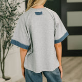 Star Stud Distressed Applique Top