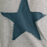 Star Stud Distressed Applique Top