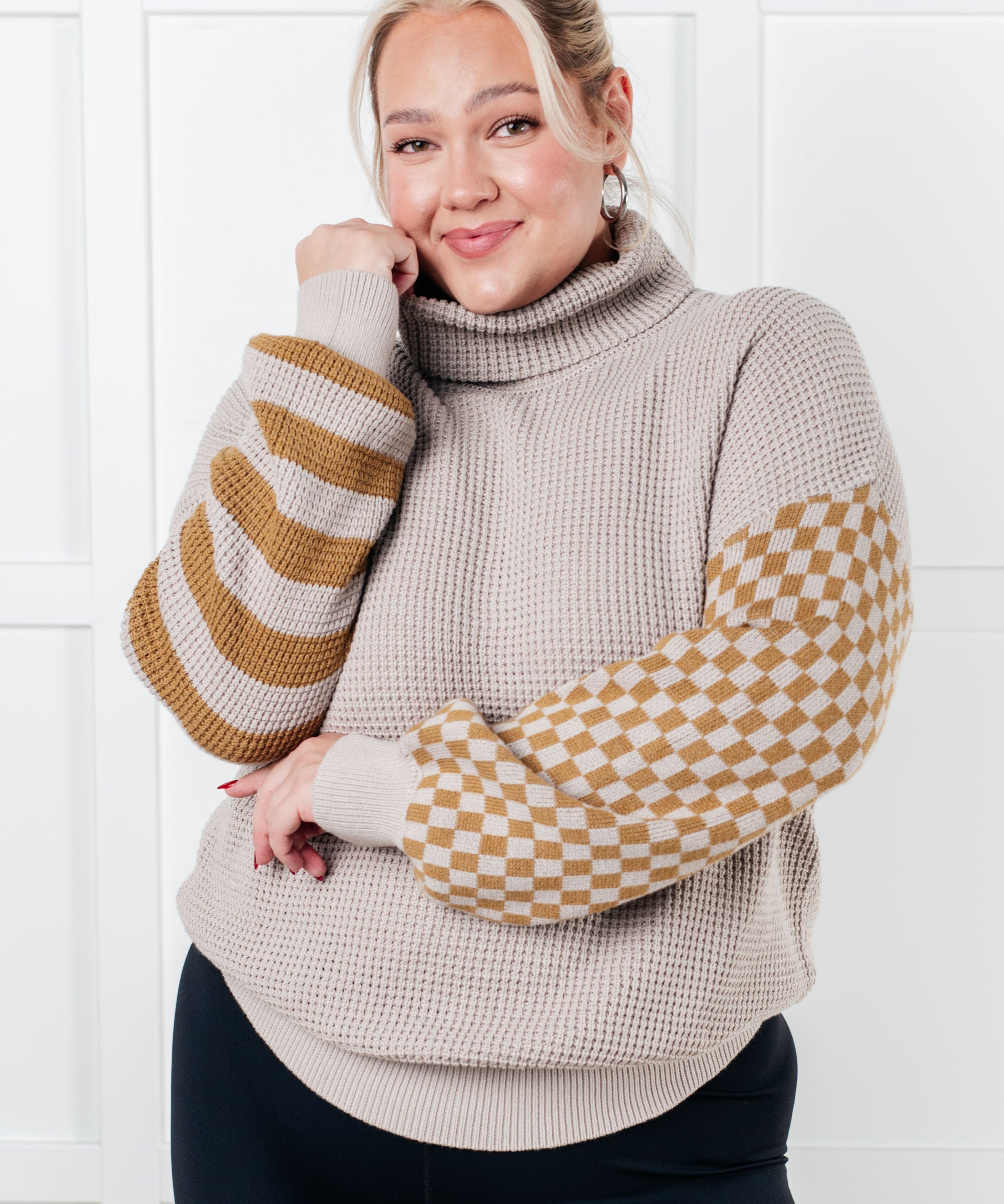 Super Seasonal Patchwork Waffle Knit Sweater