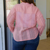 Sweeter Than Nectar Lace Button Down in Rose