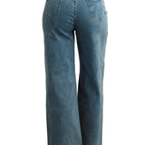 Rhinestone Studded Wide Leg Jeans