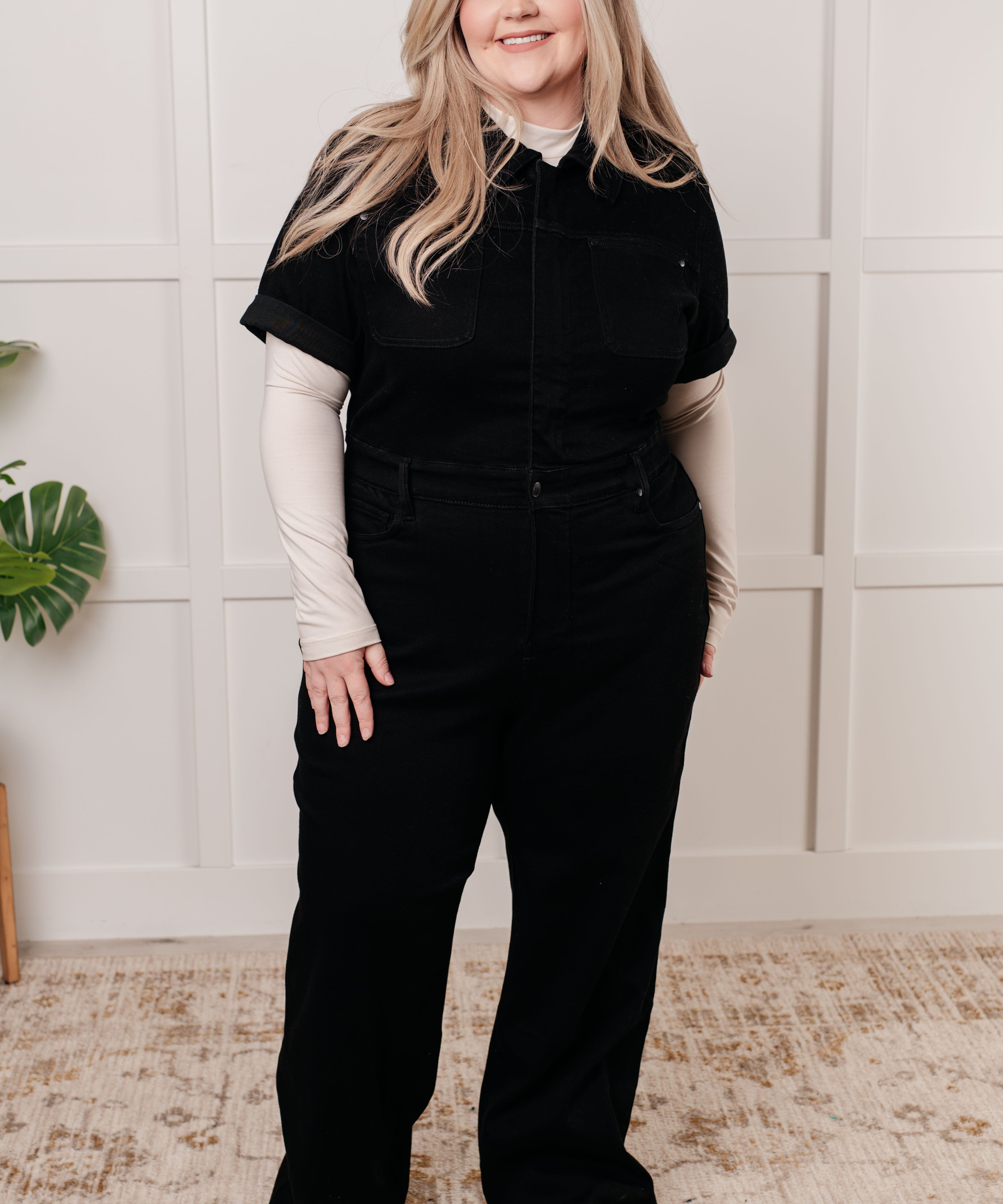 Tilda Short Sleeve Control Top Denim Jumpsuit