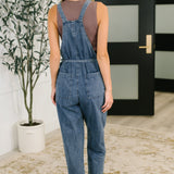 Too Cute to Compute Waist Tie Overalls in Dark Blue