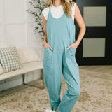 Totally Me Spaghetti Strap Jumpsuit Dusty Teal