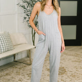 Totally Me Spaghetti Strap Jumpsuit Grey