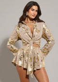 Afterglow Metallic Tie-Front Blouse