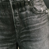 Zenim Printed High Waisted Shorts in Charcoal