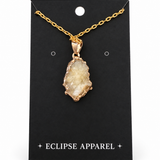 Druzy Amethyst Pendant Necklace - 18k Gold Plated