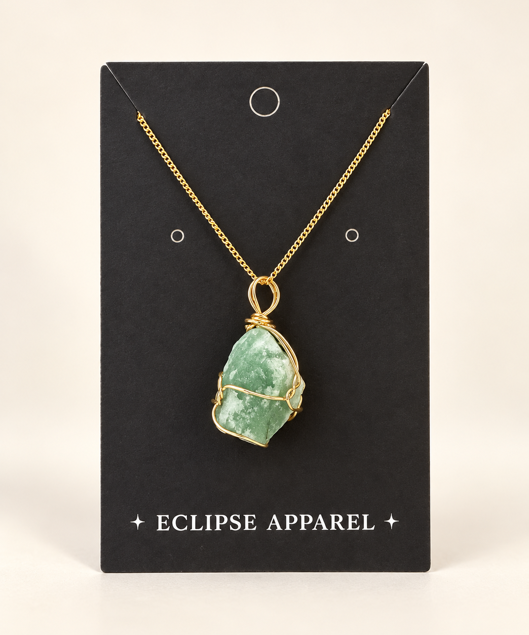 Raw Stone Wire-Wrapped Necklace - 18k Gold Plated