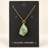 Raw Stone Wire-Wrapped Necklace - 18k Gold Plated