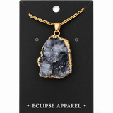 Druzy Amethyst Pendant Necklace - 18k Gold Plated