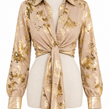 Afterglow Metallic Tie-Front Blouse