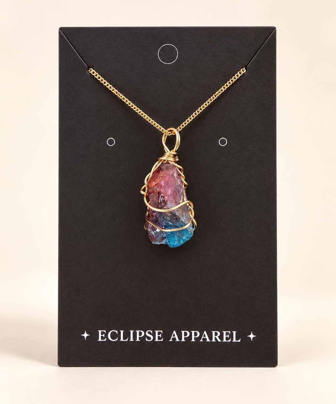 Raw Stone Wire-Wrapped Necklace - 18k Gold Plated