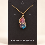 Raw Stone Wire-Wrapped Necklace - 18k Gold Plated