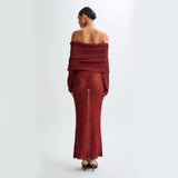 Strapless Knitted Maxi Dress with Sleeves - Resort & Summer Coverup